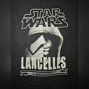 Large Mens Star Wars Lancelles Black & Whitw Graphic T-Shirt - Used